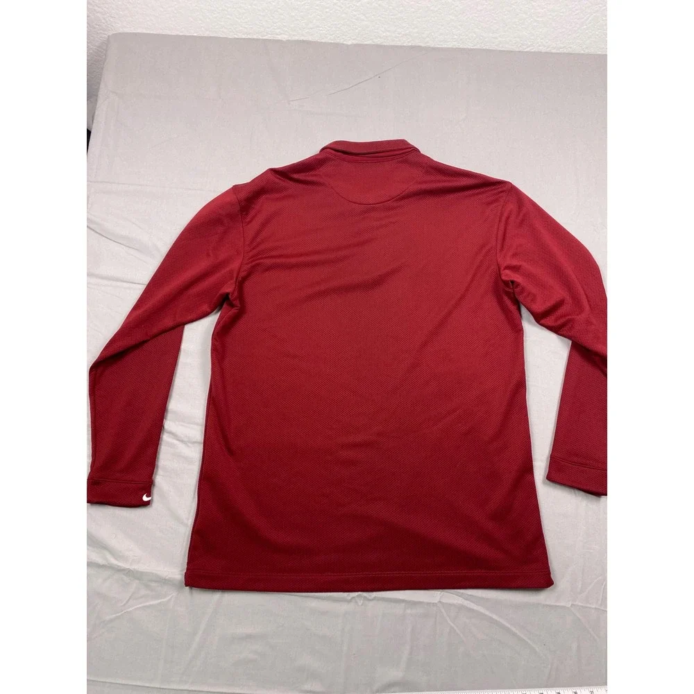 Nike Sphere Dry Long Sleeve Polo Mens Large Red Stretch Textured Golf Athletic